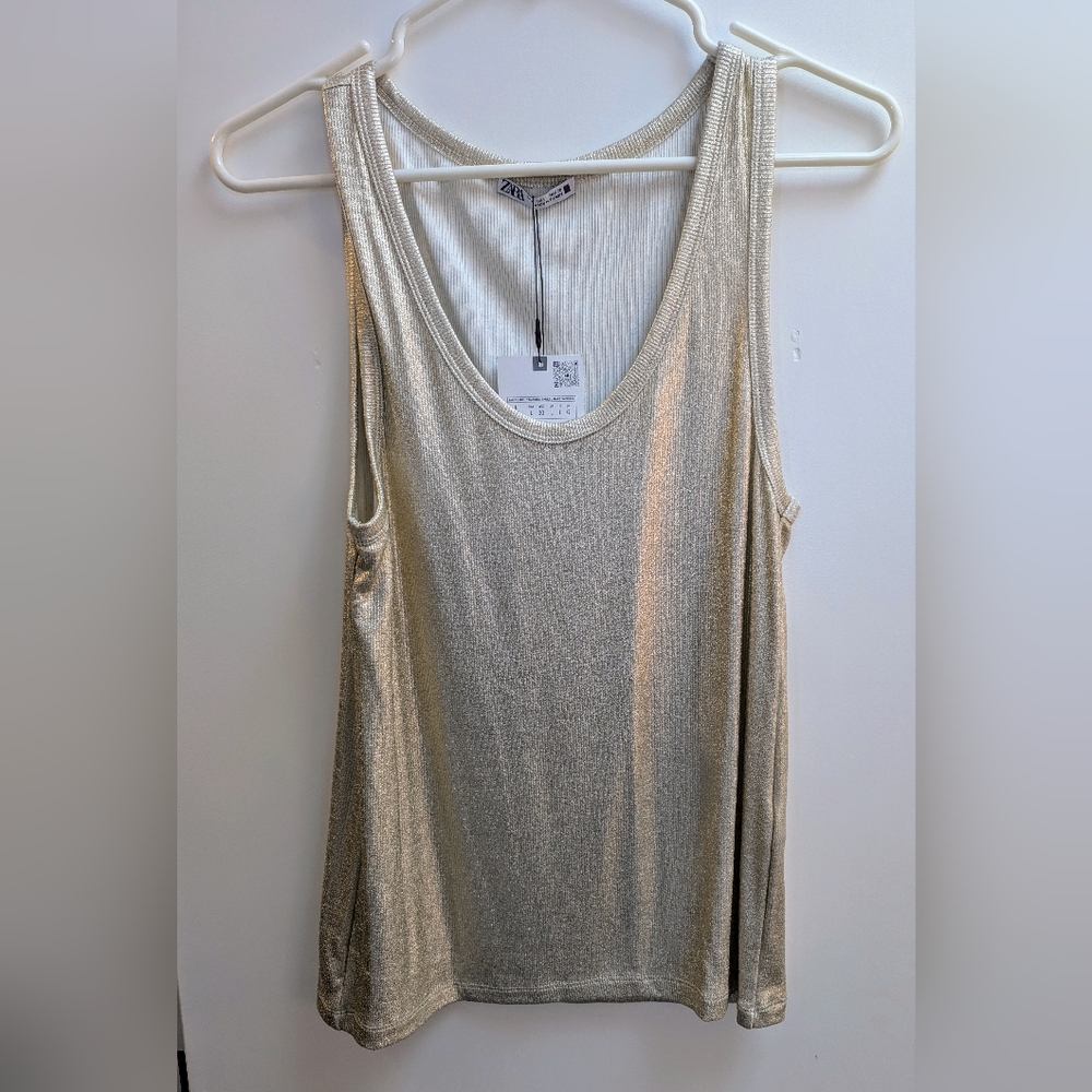 Zara Metallic Gold Sleeveless Top